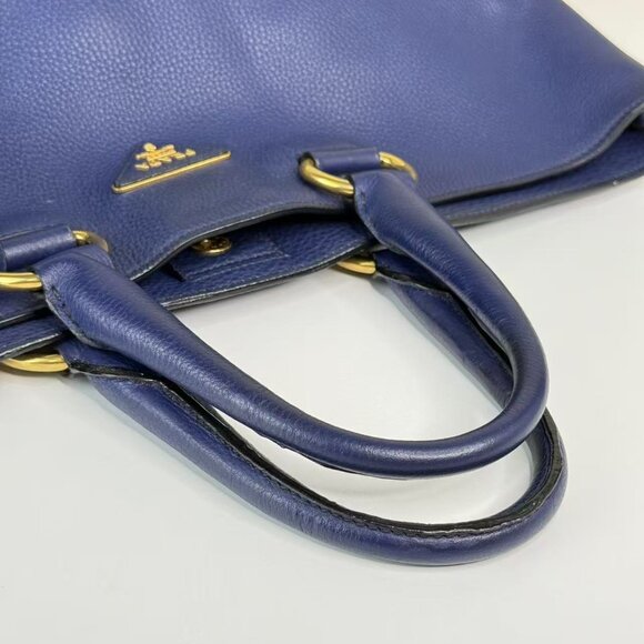 Prada Navy Blue Leathe Convertible Shopper Tote - Picture 7 of 9